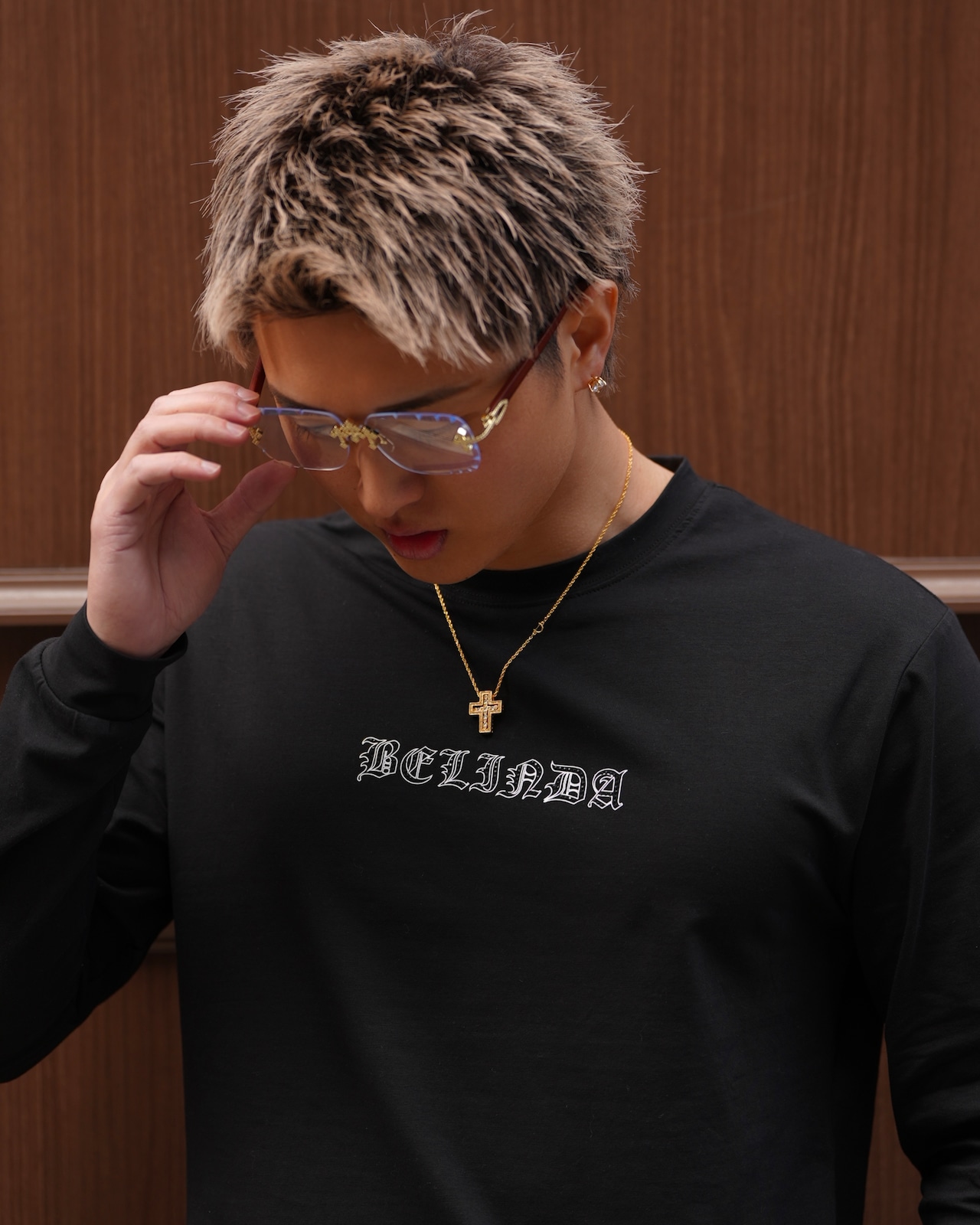 RHINE STONE SHIRTS BLACK【BB24501】