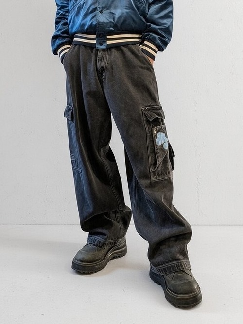 "MECCA JEANS" patched buggy denim cargo pants