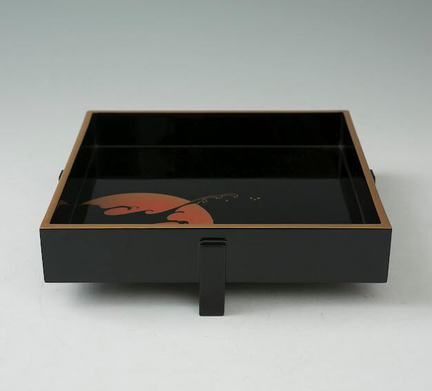 輪島塗 日の出波蒔絵 盛器 菓子器 蒔絵師 光峯 塗師 哲舟 日乃出 漆器