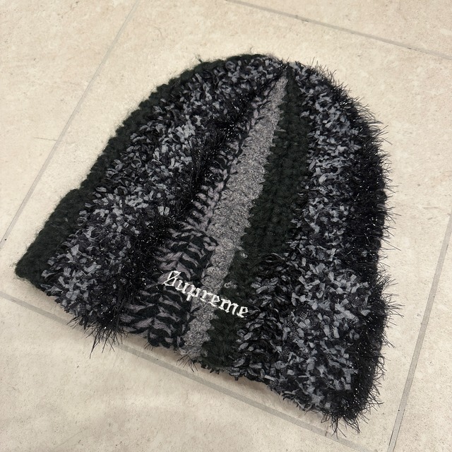 SUPREME TINSEL STRIPE BEANIE BLACK ⑧