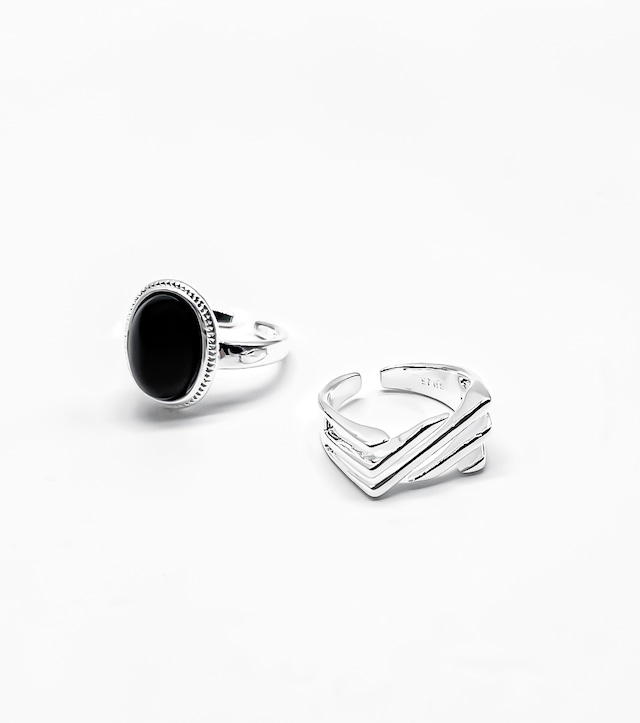 SILVER & BLACK RING SET シルバー