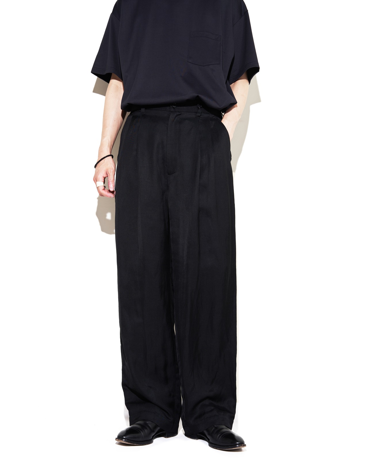 ssstein "VIS/LI TWILL WIDE EASY TROUSERS 〔BLACK〕"