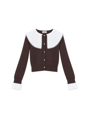 POINTED COLLAR KNIT -BROWN-