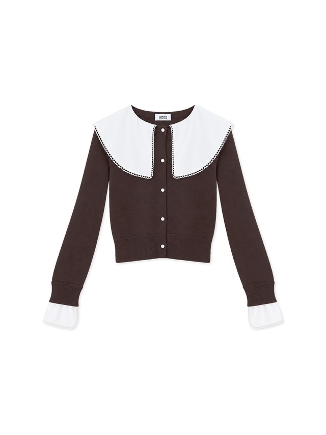 POINTED COLLAR KNIT -BROWN-