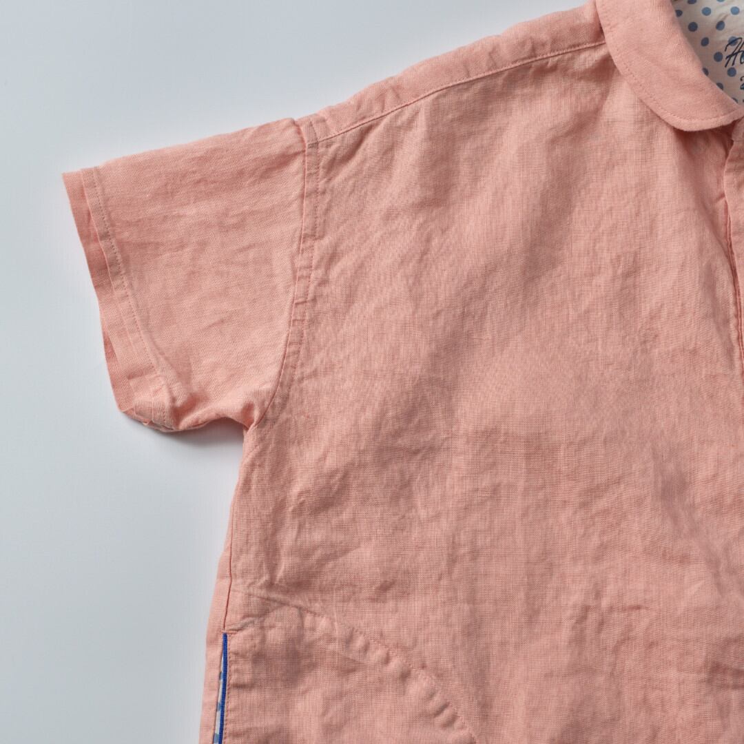快晴堂 カイセイドウ マリネ半袖プルオーバーシャツ・ピンク 快晴堂デザインが満載のリネンシャツ