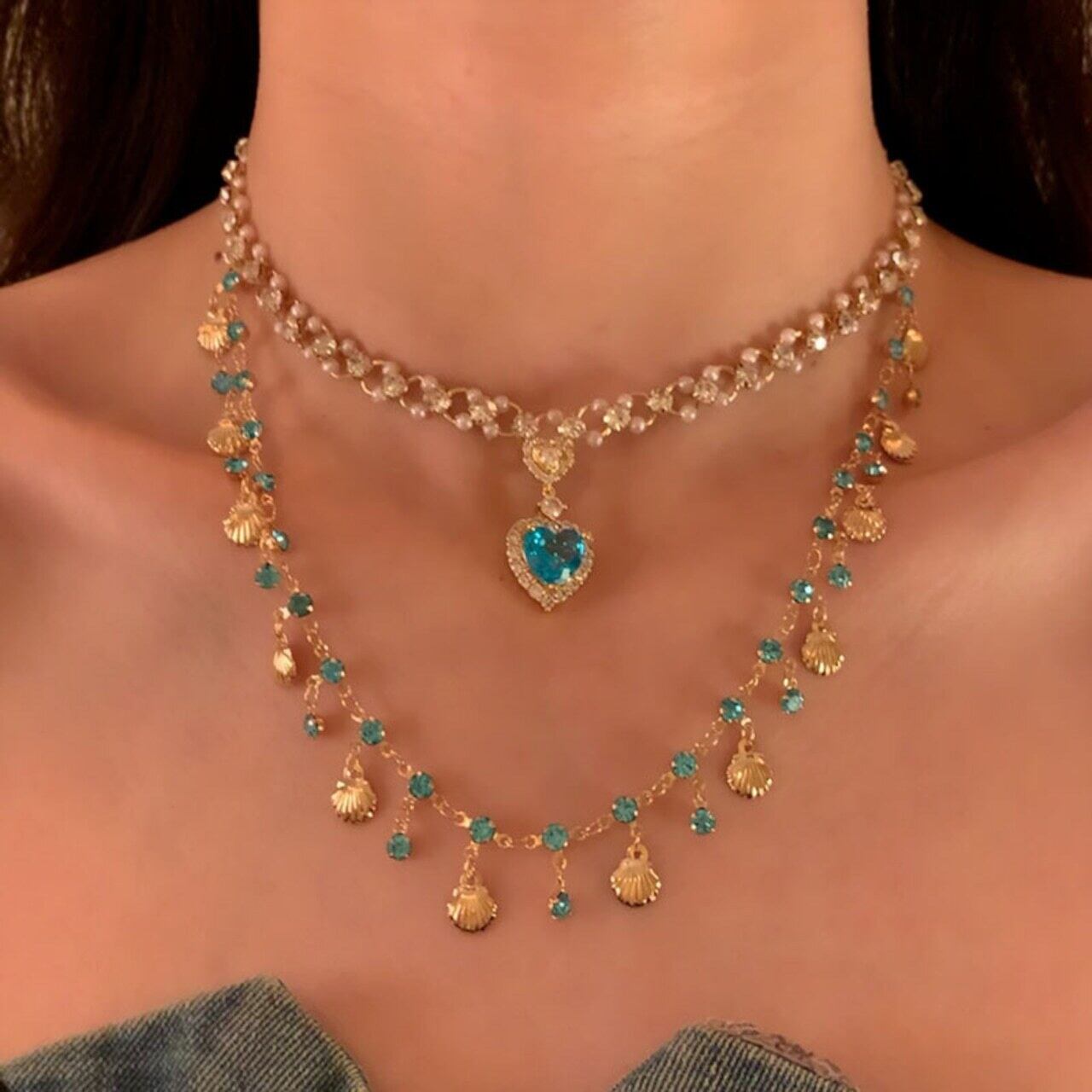 Heytaoレトロなブルーラブネックレス 5s