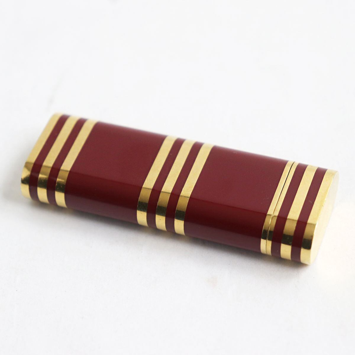 カルティエ ガスライター オーバル型ラッカー ボルドー×ゴールド