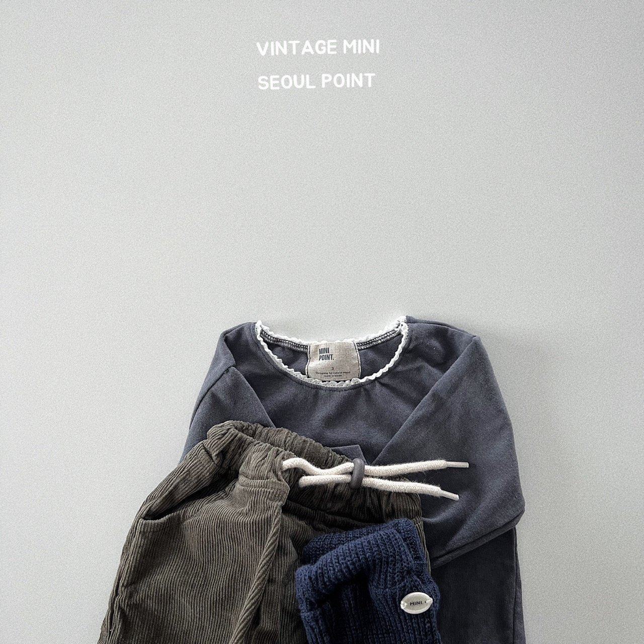 【mini point】ナチュラルレースカットソー チャコール 90~130cm 240856 - 3