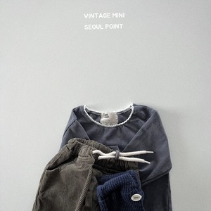 【mini point】ナチュラルレースカットソー チャコール 90~130cm 240856