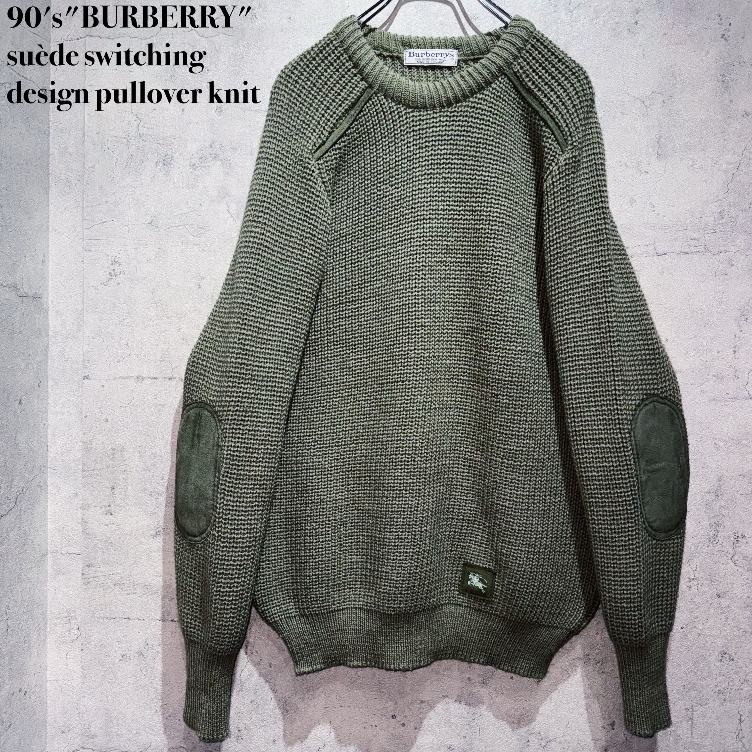 90's"BURBERRY"suède switching design pullover knit