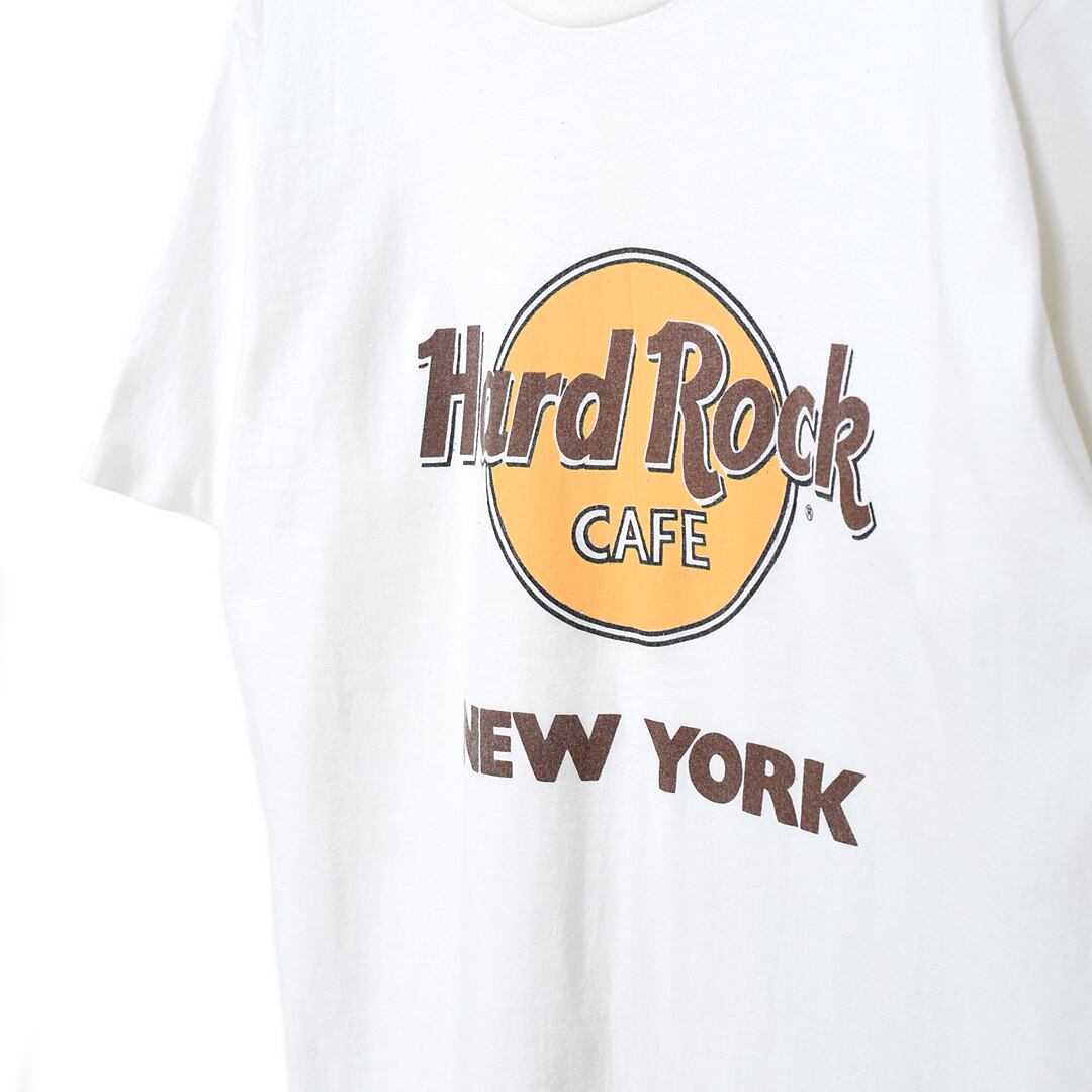 80s ハードロックカフェ USA製 ヴィンテージTシャツ 袖裾シングル ホワイト HARD ROCK CAFE NEW YORK メンズM 古着  @BZ0063 | ヤング衣料店 powered by BASE