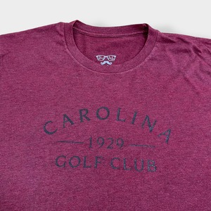 【Wayfache Club Line】XL ビッグサイズ プリント Tシャツ アーチロゴ California Golf Club ゴルフ 半袖 バーガンディ US古着