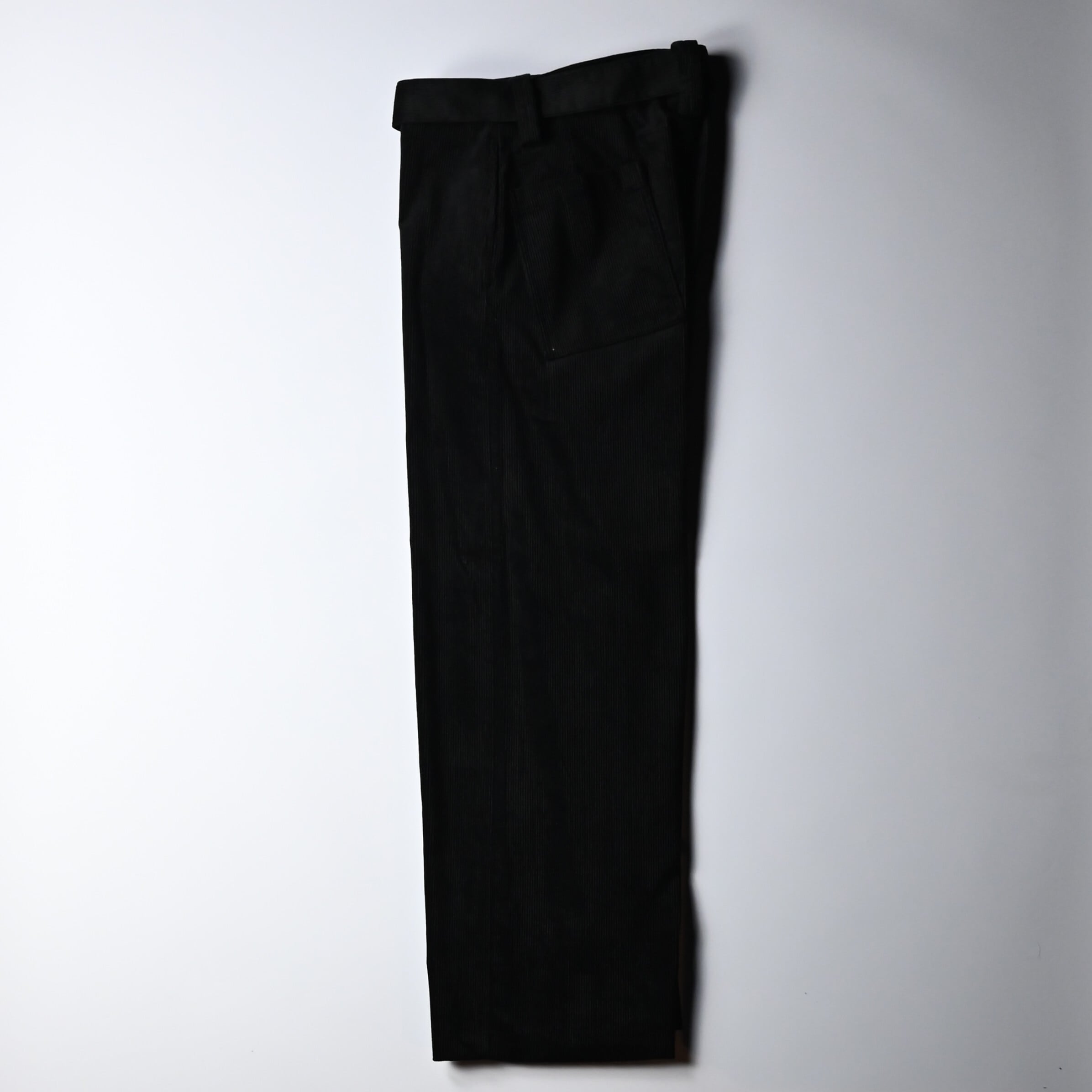 INTERIM / 9W LINEN COTTON CORDUROY BELTED MIL BAGGY TROUSER | GANKO