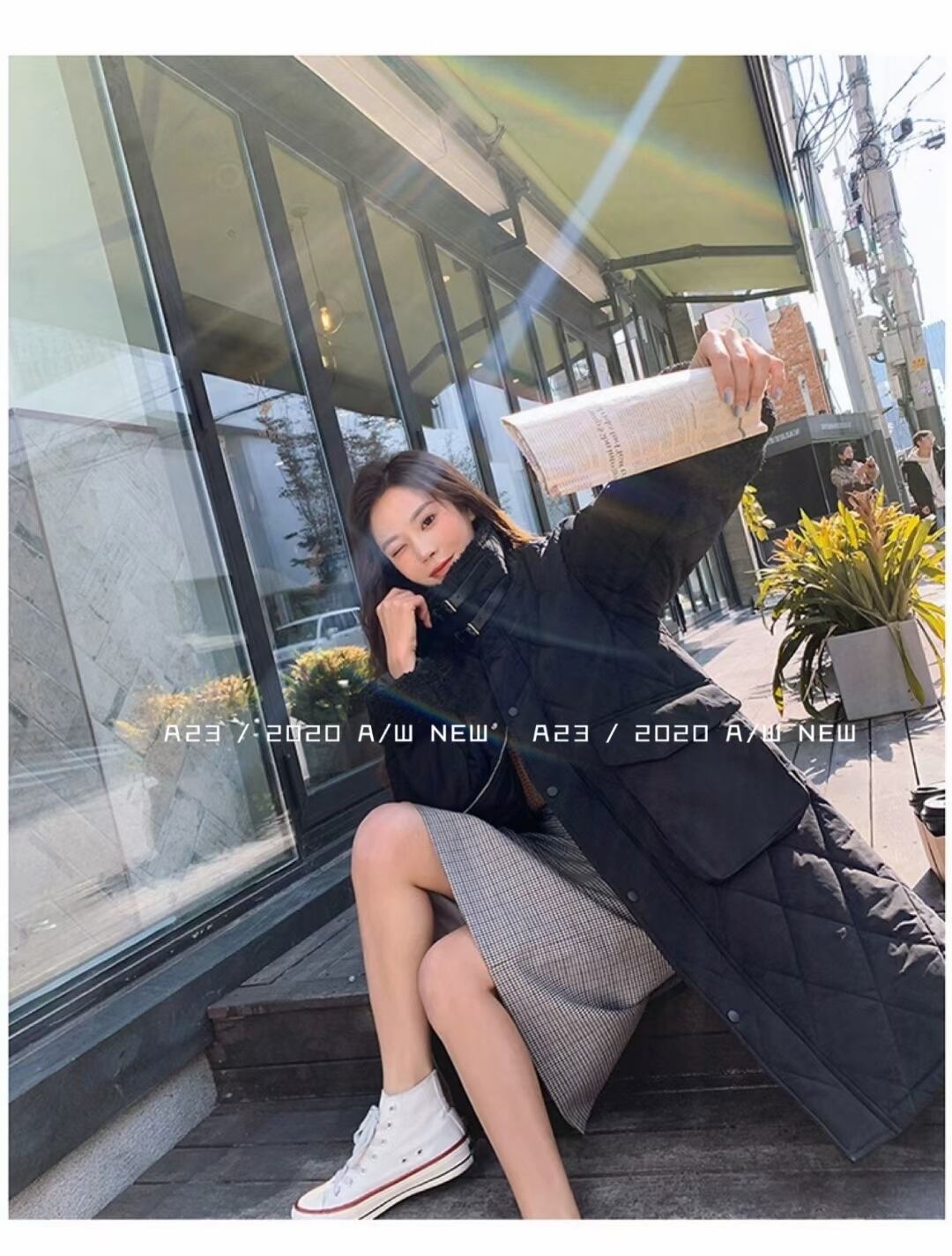  ベルトハイネックキルティングコート AJ-3396-A02