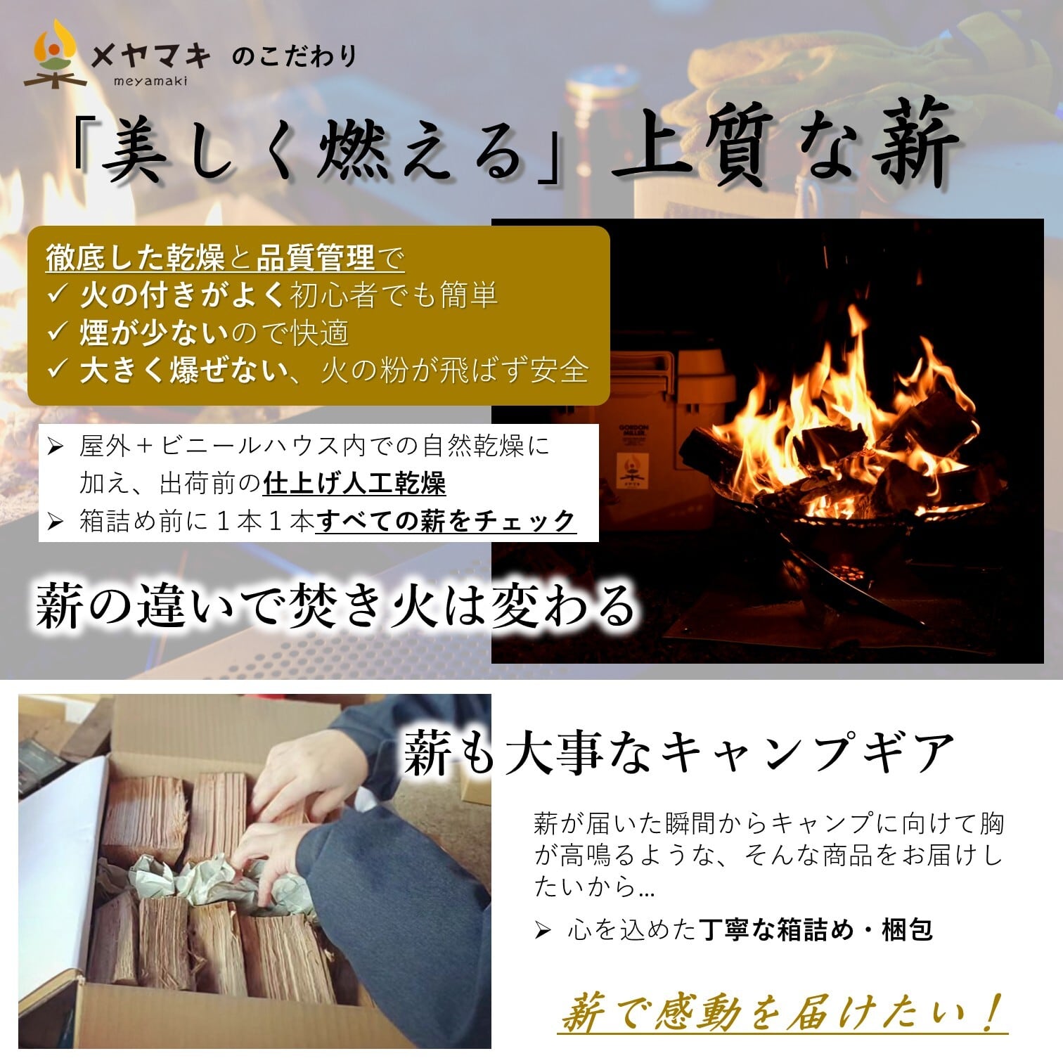 ミニマキ】広葉樹薪 約10kg 「白神の炎」ソロキャンプ・焚き火用まき