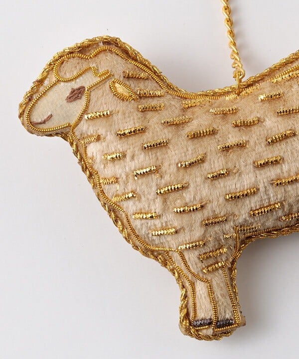 【COTTAGE】ザリ刺繍 アニマル バッグチャーム／キーホルダー｜ダックスフンド・ヒツジダックスフンド フクロウ キウイ ヒツジ