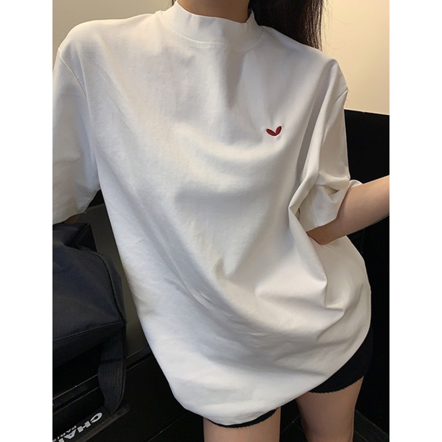 one point heart short sleeve tee　ワンポイントハート半袖ティー　J2056