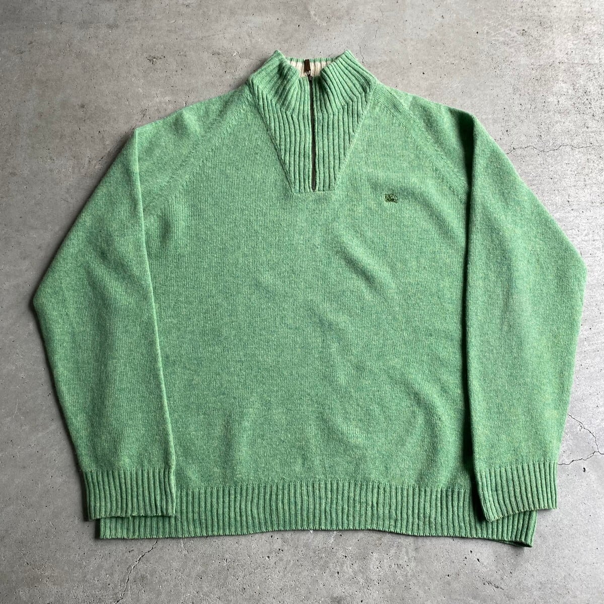 Burberry London バーバリー ロンドン ハーフジップ ウール ニットセーター メンズxl相当 古着 ライトグリーン ニットセーター Sa24 Cave 古着屋 公式 古着通販サイト