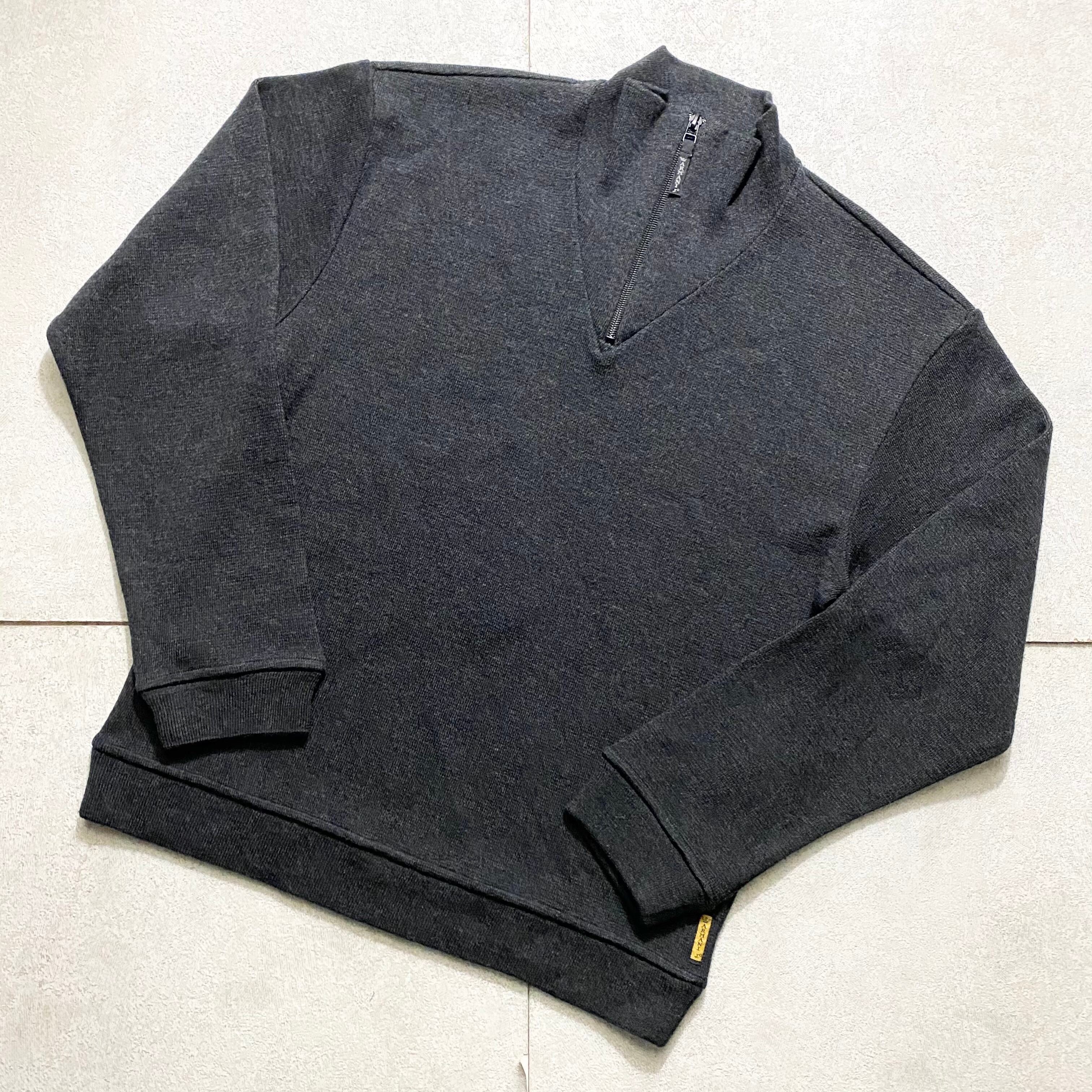 vintage ARMANI JEANS half zip rib knit sweater | NOIR ONLINE