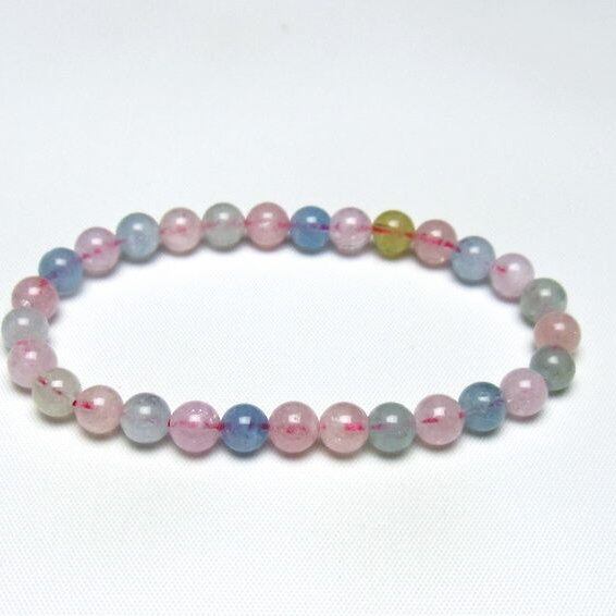 ミックスカラーベリル ブレスレット 6mm 一点物 メール便可 [M便 1/10] 111-48839