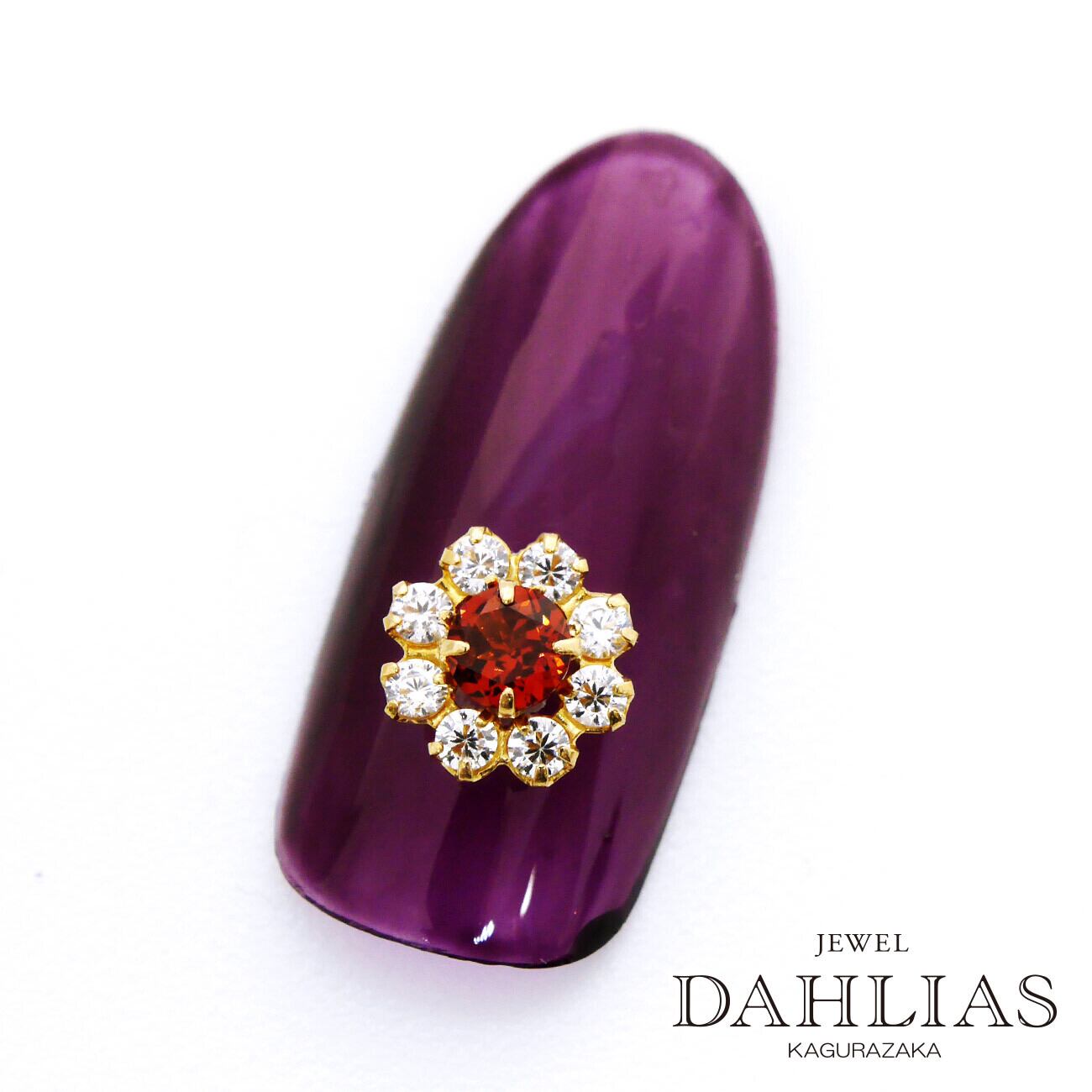 ▶︎ネイルパーツ/フラワー/ブラック/P-18 ネイルパーツ ハンドメイドパーツ】フラワー K18 天然ガーネット