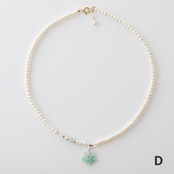 お花の翡翠とパールが上品で可愛らしい組み合わせ！flower and pearl 淡水パール×翡翠 A貨翡翠 淡水パール ネックレス  jd_ne1200_CD