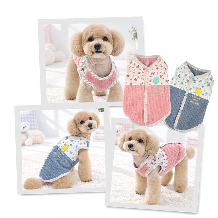 【予約販売10％OFF】jelly bear vest S 〜 2XL 2color  /  犬服 冬 カーディガン ベスト ドッグウェア 小型犬 中型犬 大型犬 暖かい もこもこ ふわふわ
