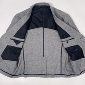 Comin's リネン混 千鳥格子 2B テーラードジャケット BEM/ネイビー ホワイト