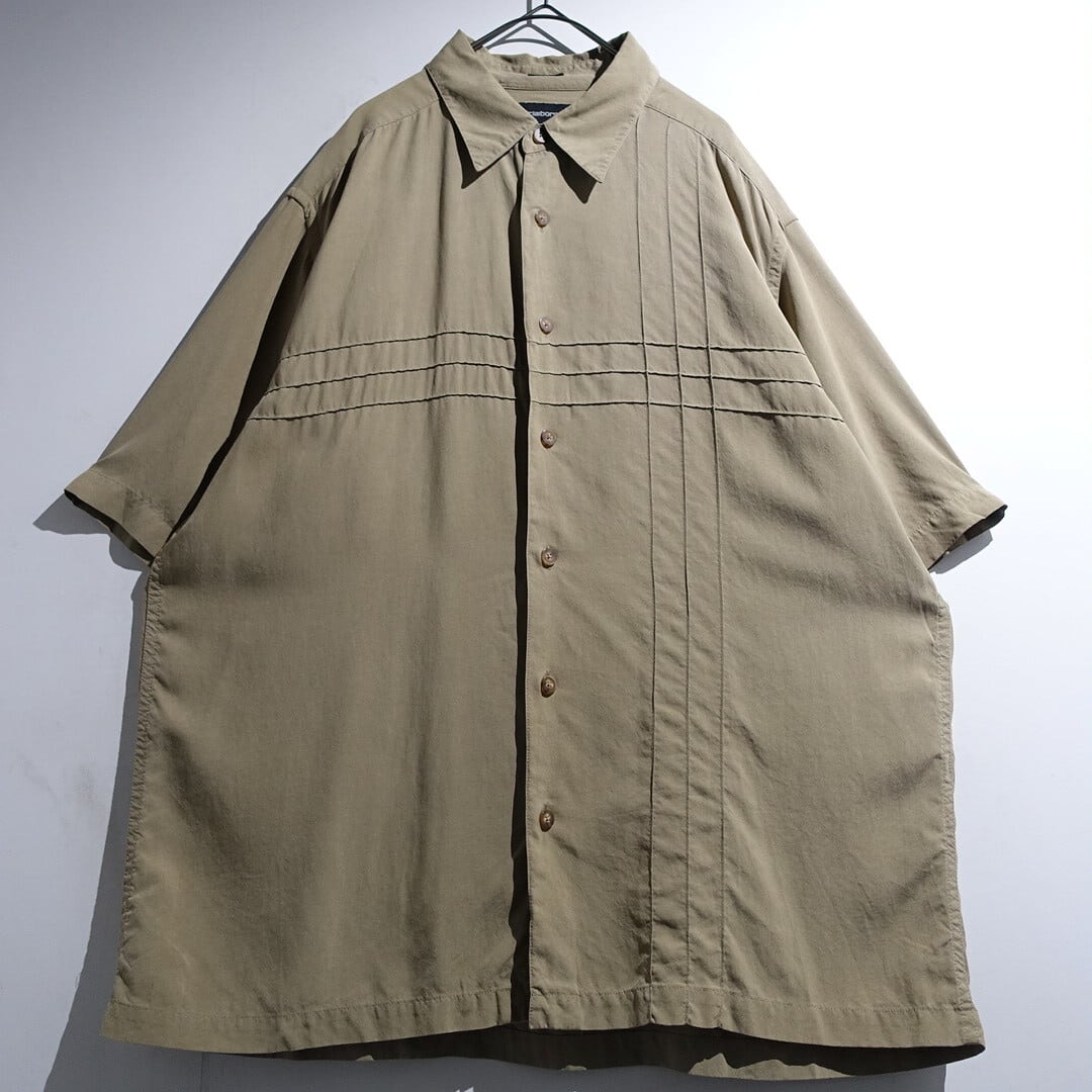 "claiborn" Begie Piping Design Silk S/S Shirt