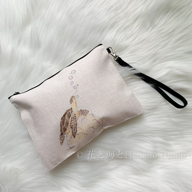 海の生き物コスメポーチ*ウミガメ*オーシャンアート