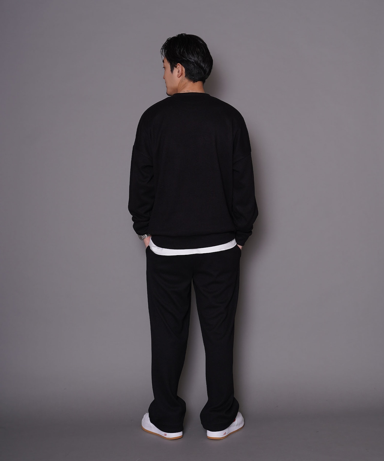 【#Re:room】EMBOSS LOGO STRETCH RIB WIDE PANTS［REP199］