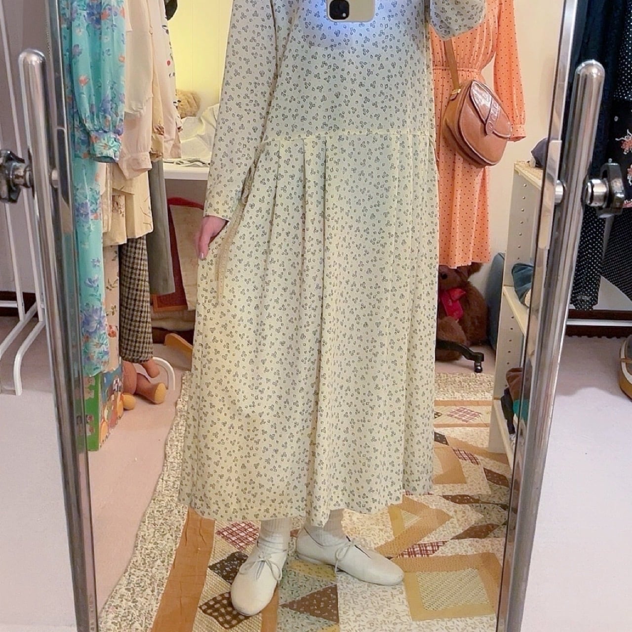 flower lace collar side ribbon one-piece