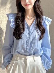 ショルダーフリルブラウス D1294