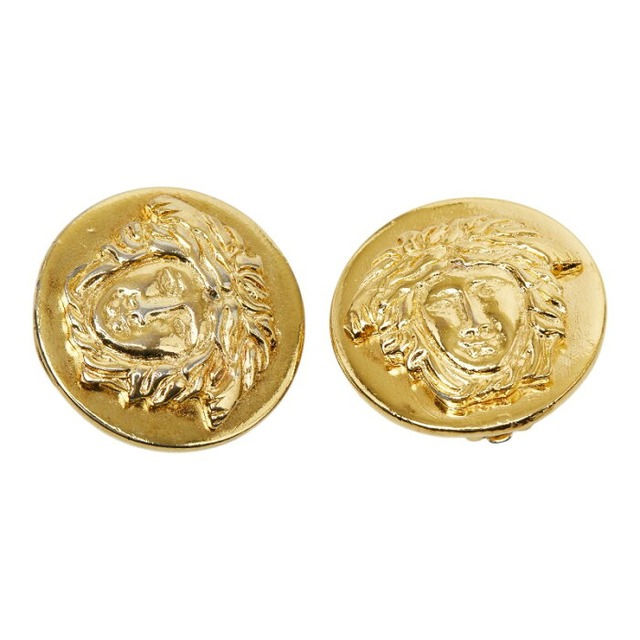 ヴェルサーチェ メデューサ ラウンド イヤリング ゴールド メッキ レディース VERSACE 【中古】