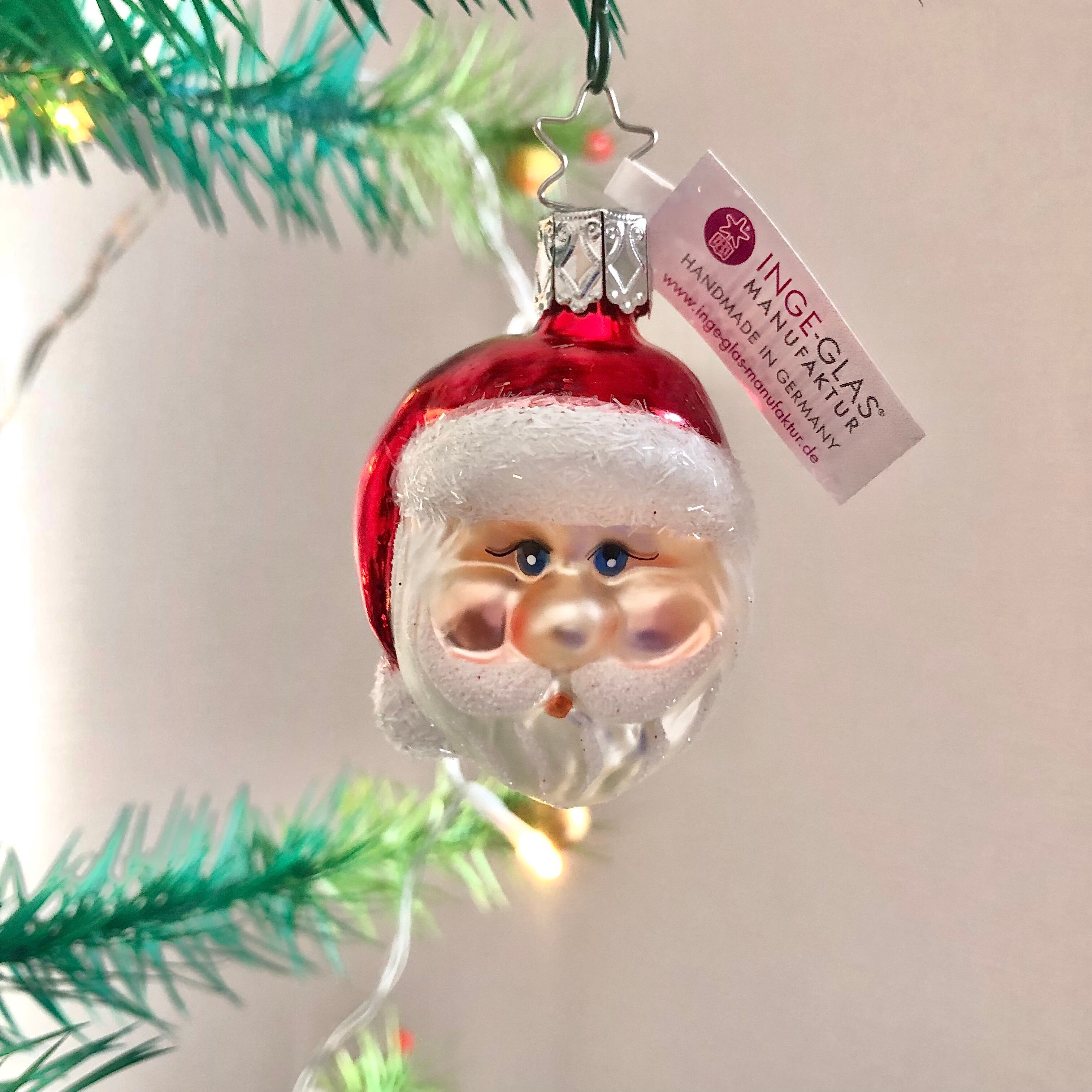 INGE-GLAS ドイツ製 サンタフェイス スモール ガラスオーナメント