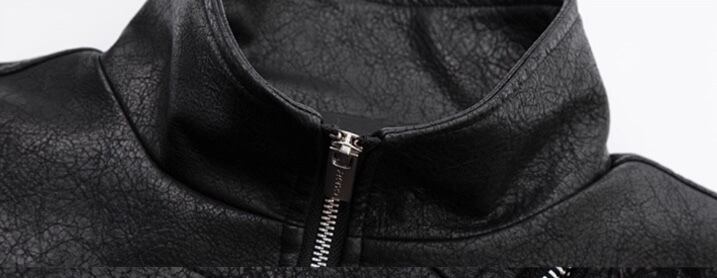 FRKM SCD 25AW ひび割れレザー スプリットショートスタンドカラー