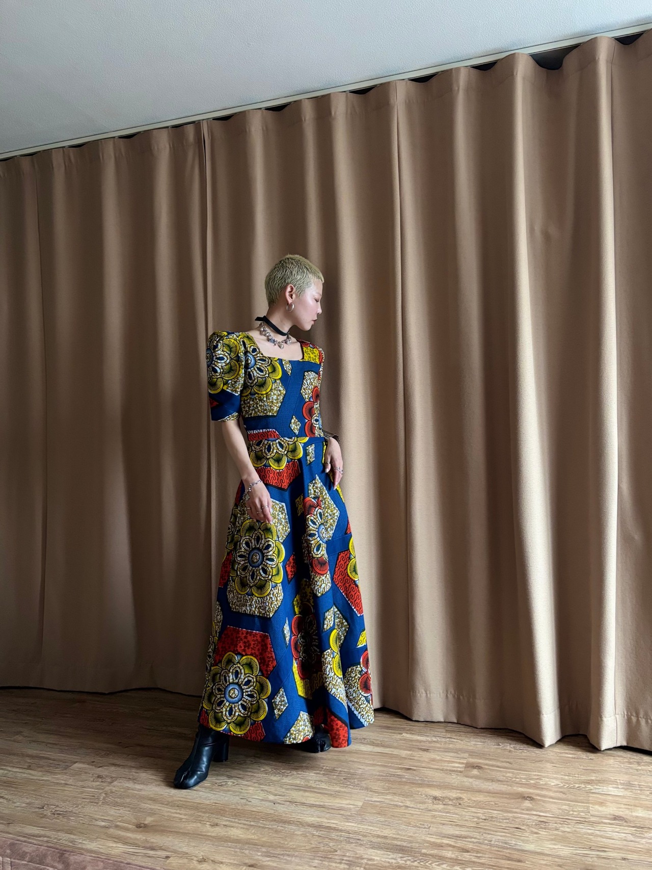 bright color african batik dress-4732-6