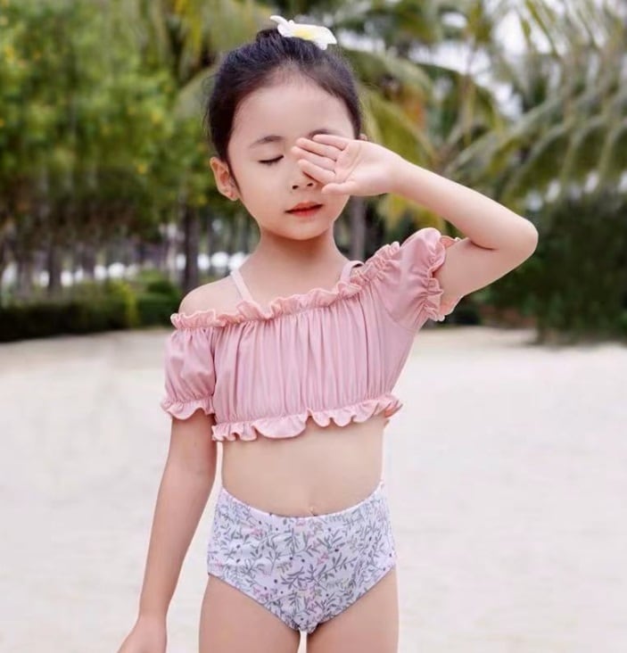 即納 オフショルダー水着 姉妹コーデ 水着 キッズ水着 ベビー水着 可愛い 海外子供服 女の子 プチプラ海外子供服 Shiny 姉妹コーデ 可愛い女の子ファッション通販