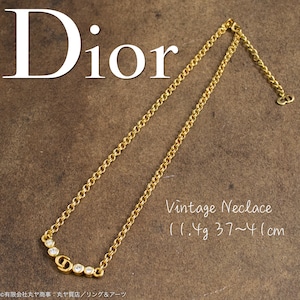 クリスチャンディオール:クリアストーン入りCDロゴネックレス/2.9g/37〜41cm/ヴィンテージ/ビンテージ/Christian Dior Vintage Vecklace