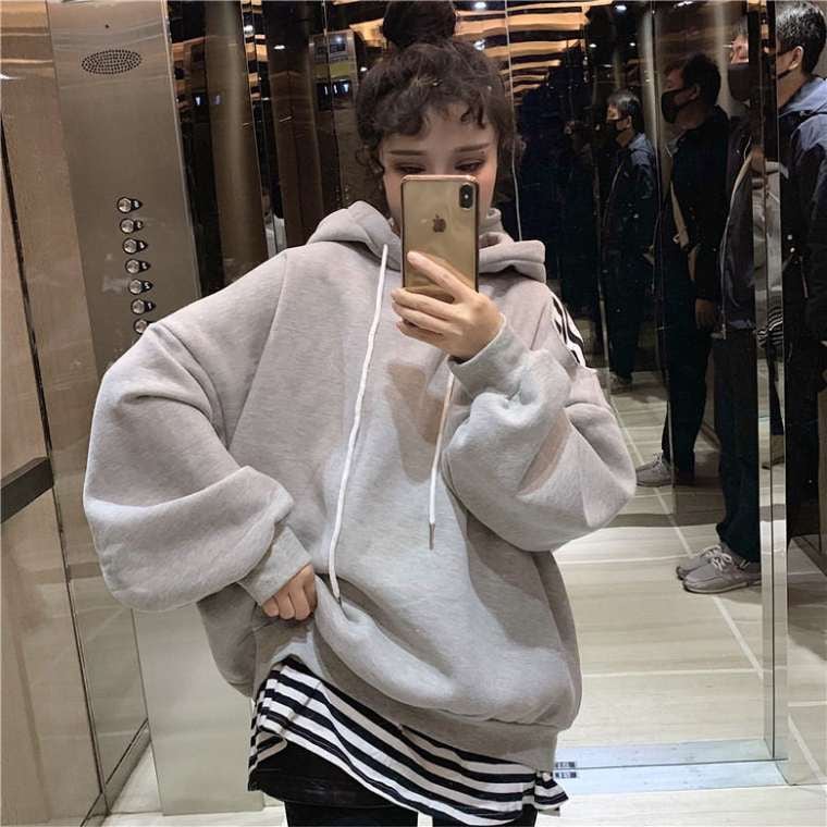 秋 冬 レディース トップス トレーナー スウェット フード付き 重ね着