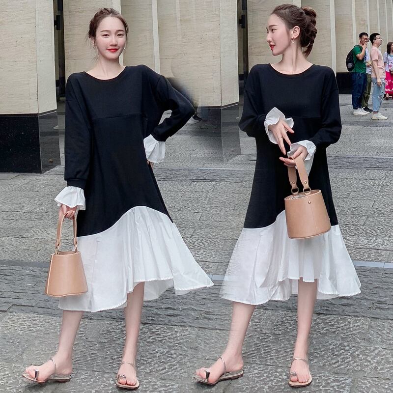 【新作】【送料無料】 マタニティ服看護フリルドレスルーズスタイリッシュドレス妊婦妊娠服授乳ドレス ラッフル AL expec344557160937