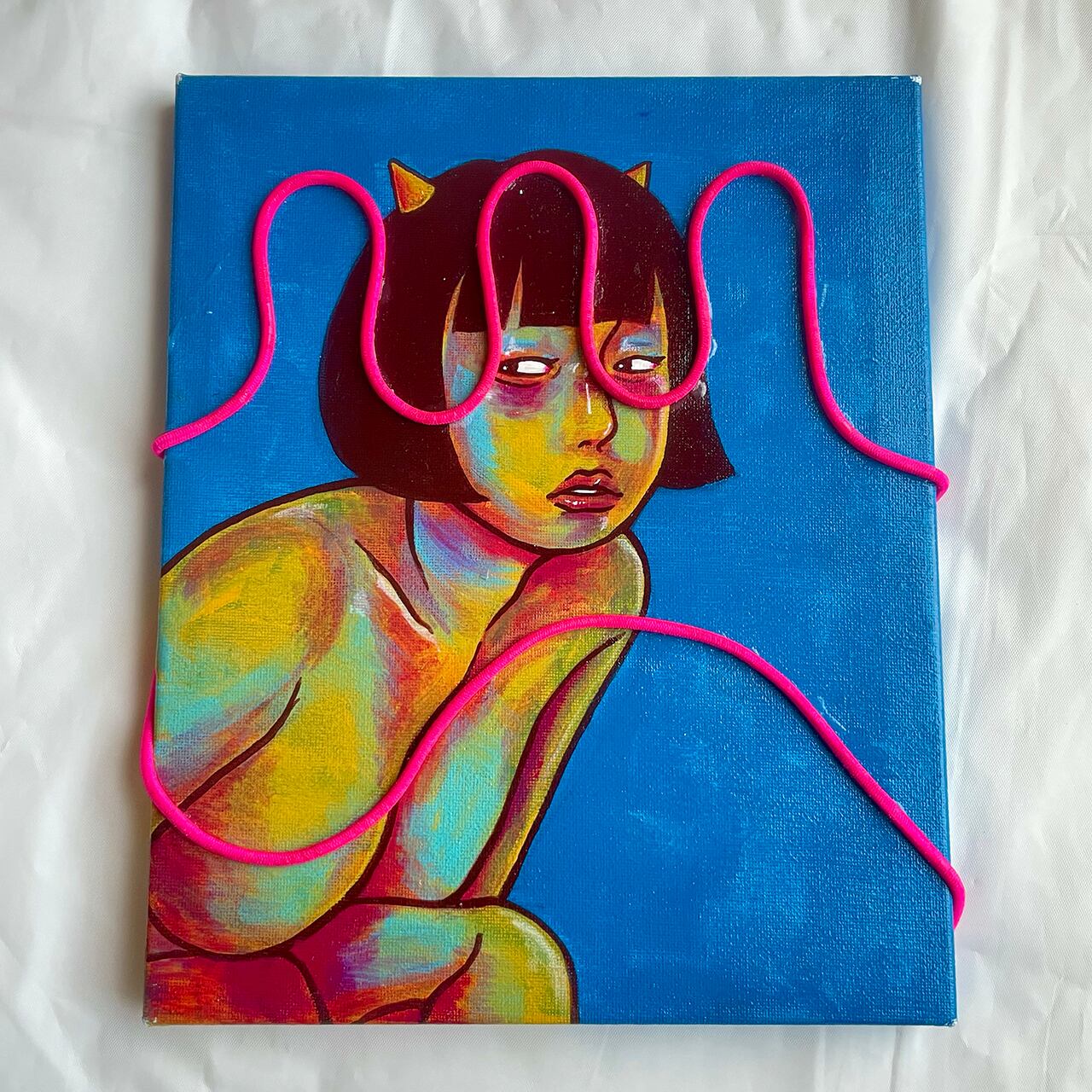 アクリル絵画F3 F3アクリル画「通れない子」 | あおもりJOMONのみせ