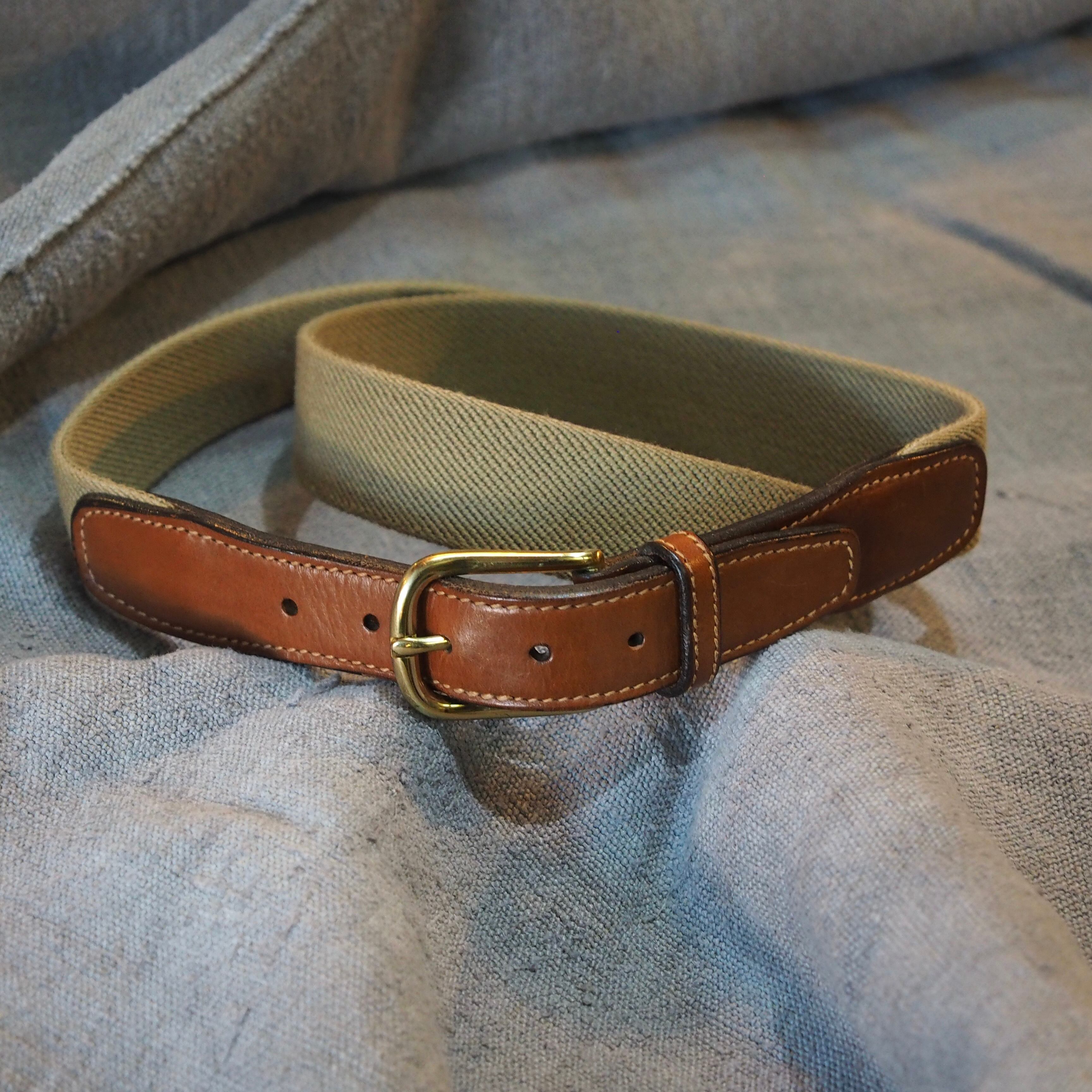 LANDS’END leather×cotton canvas belt 90’s USA製 ランズエンド レザー×キャンバス ベルト