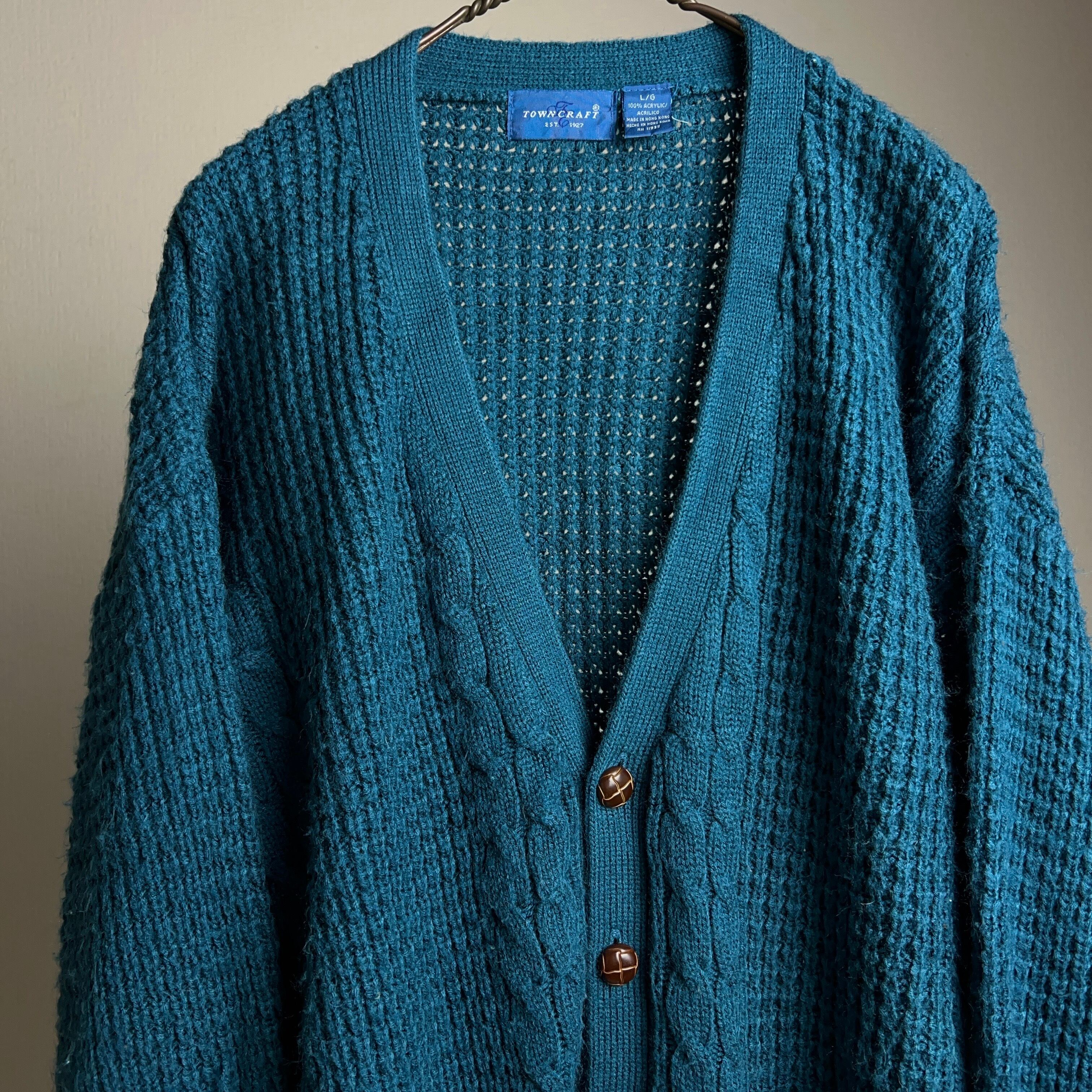 old TOWNCRAFT Knit Cardigan Blue SIZE L 90年代 タウンクラフト 