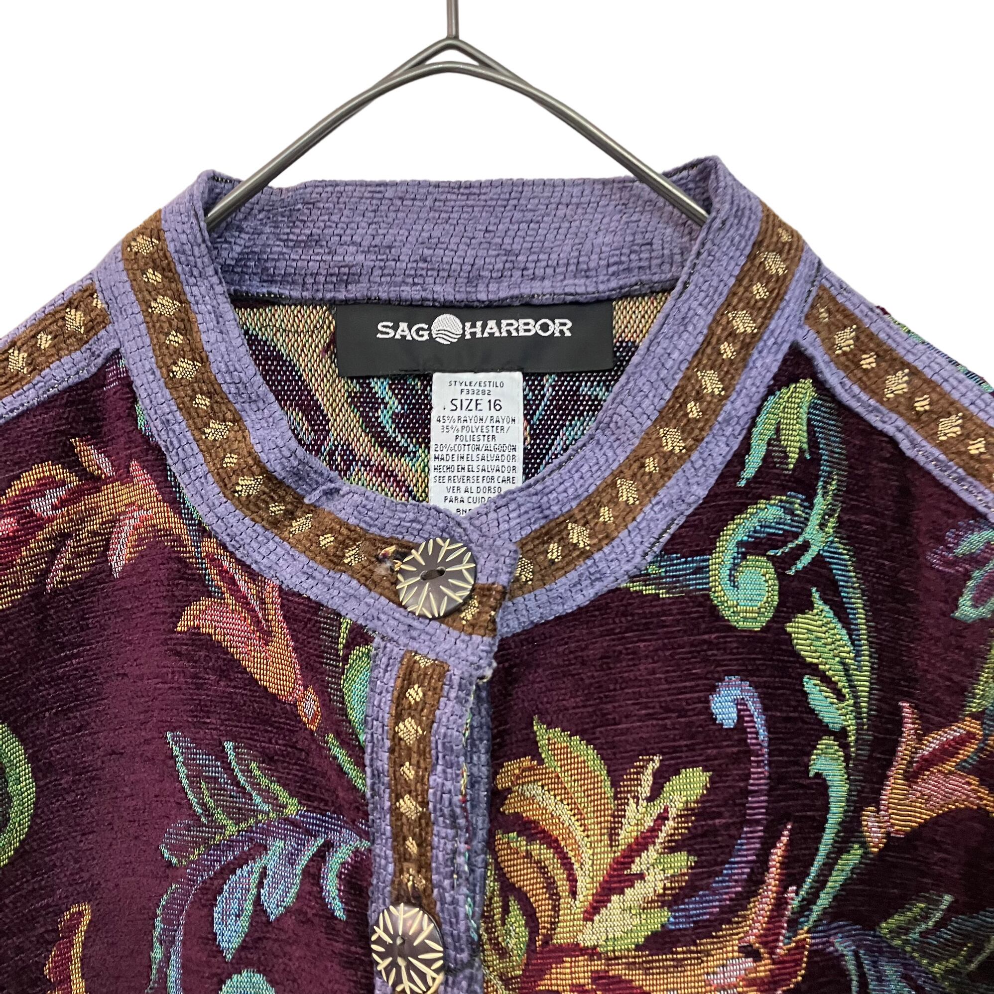 『 VINTAGE SAG HARBOR flower whole pattern gobelins embroidery jacket』USED  古着 ヴィンテージ サグハーバー 総柄 ゴブラン 刺繍 ジャケット | libertereuse powered by BASE
