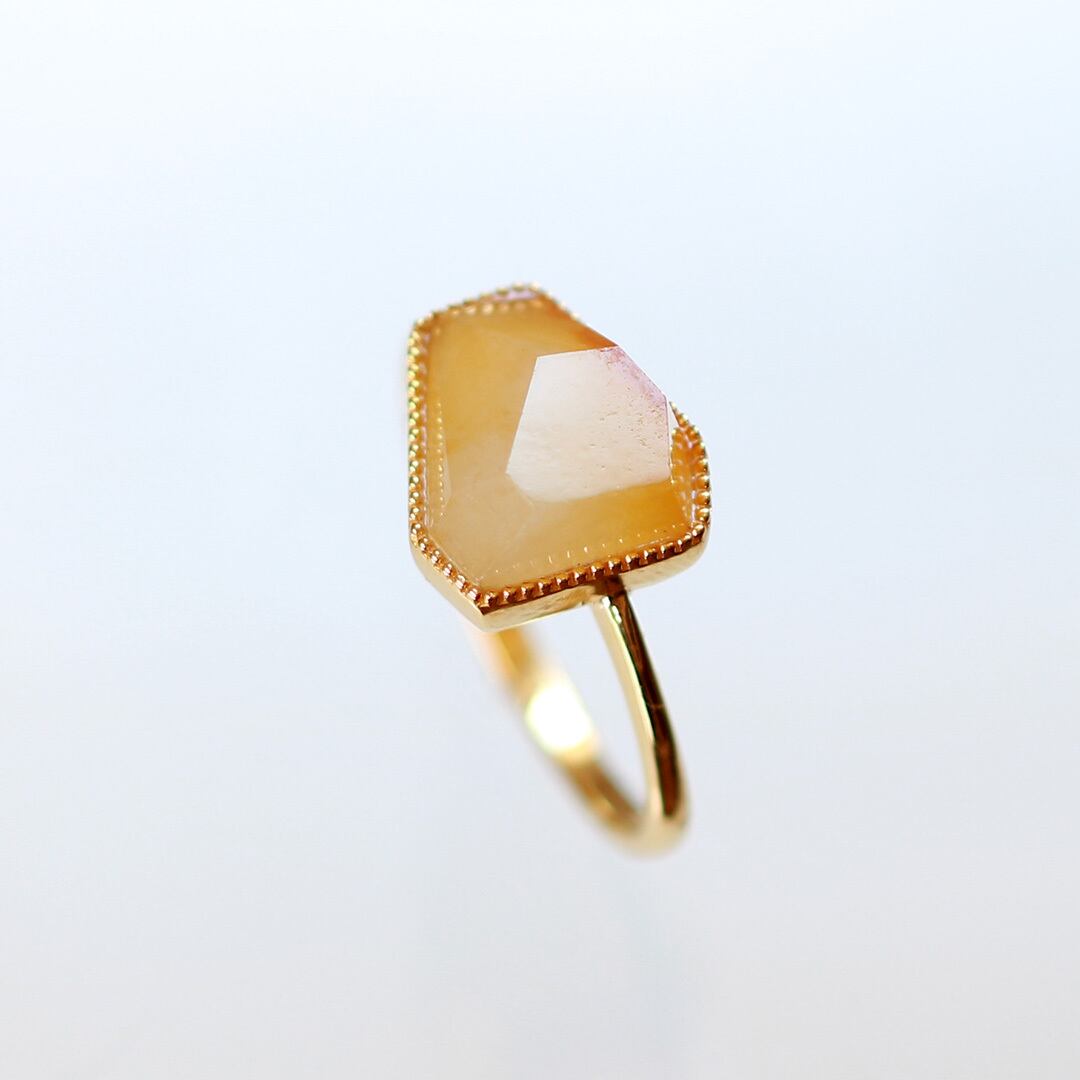 ファセットカットリング orange facet cut millgrain ring A貨翡翠