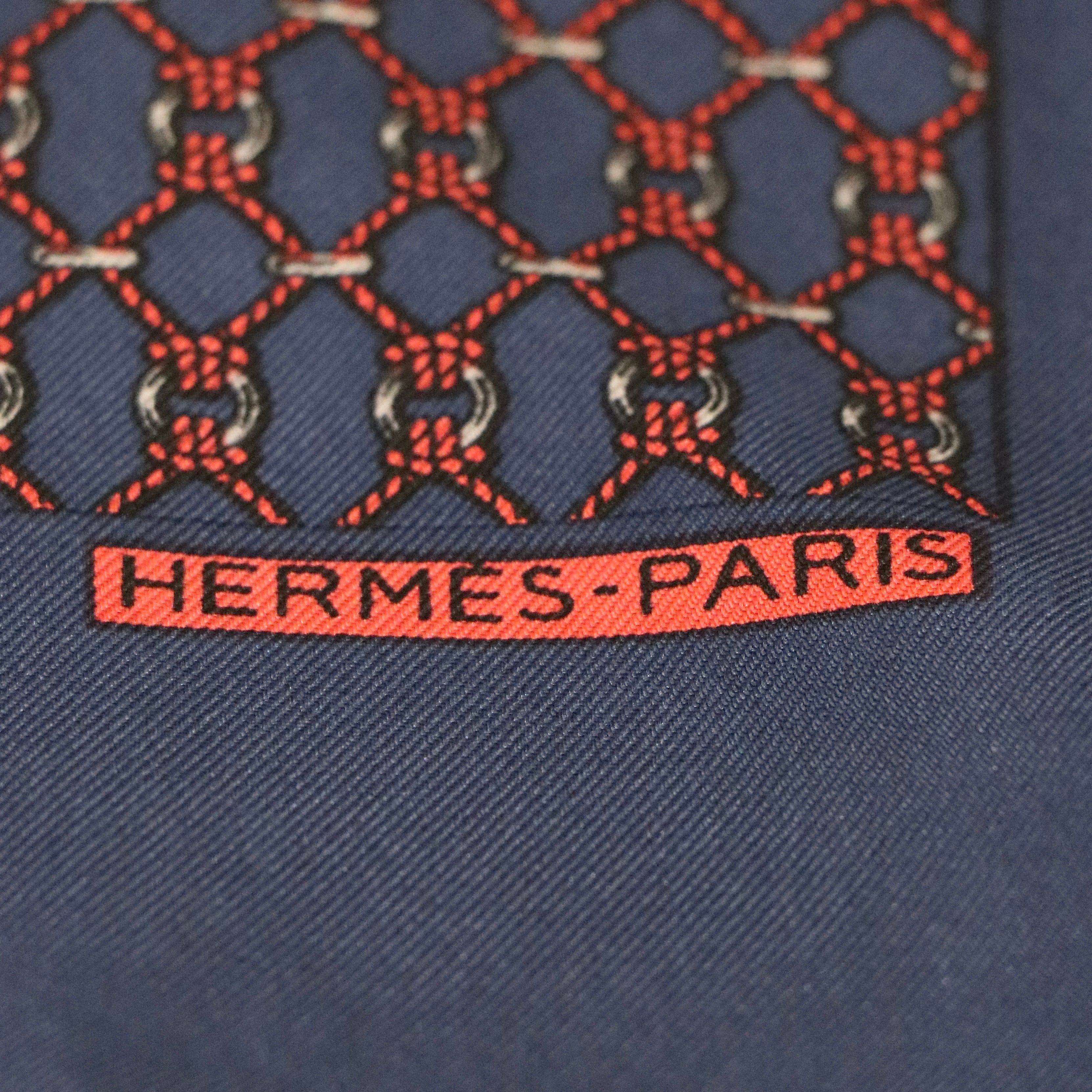 エルメス ミニスカーフ ネイビー×レッド シルク プチカレ HERMES ミニスカーフ プチカレ シルク ネイビー レッド エルメス
