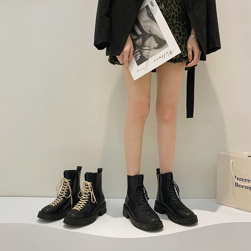 ショートブーツレッドカジュアルレース 靴 シューズ ラウンドトー フェイクシューズ99419310637