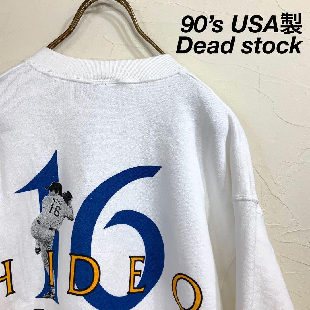 デッドストック 90's USA製 ドジャース 野茂 ビッグプリント 