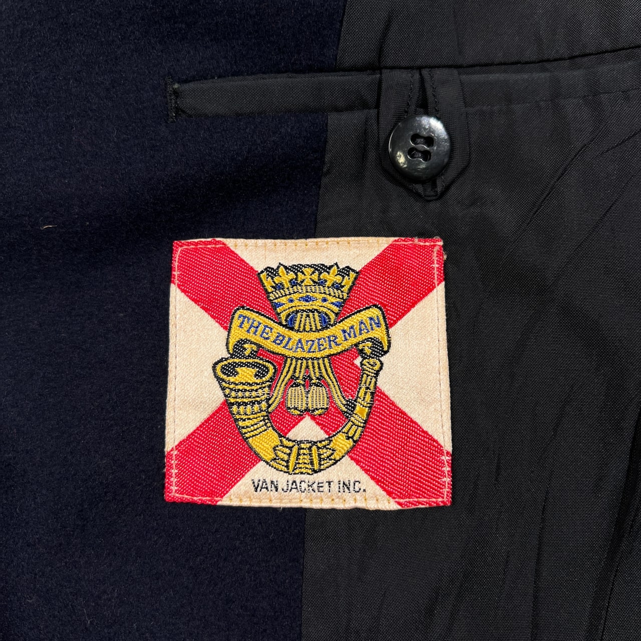 70s VAN JAC ヴァンヂャケット THE BLAZER MAN 金ボタン フラノ ダブル テーラードジャケット 95(170-90-78) /ブレザー/ビンテージ